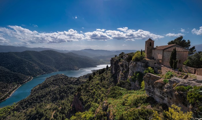 La Siurana, Catalonia, Spain: Church on a Cliff Overlooking a River
