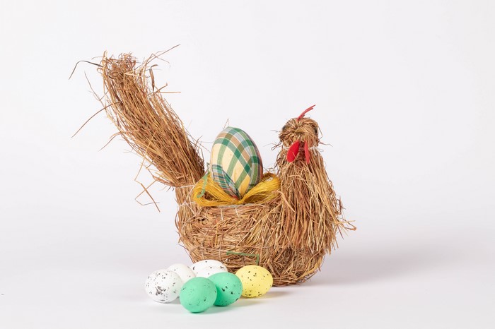Easter chicken decoration with eggs
