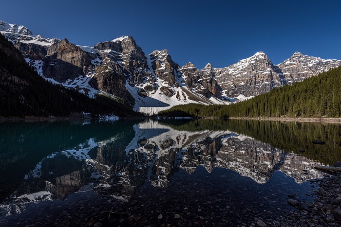 Moraine Lake and Mountains Reflection in Canada