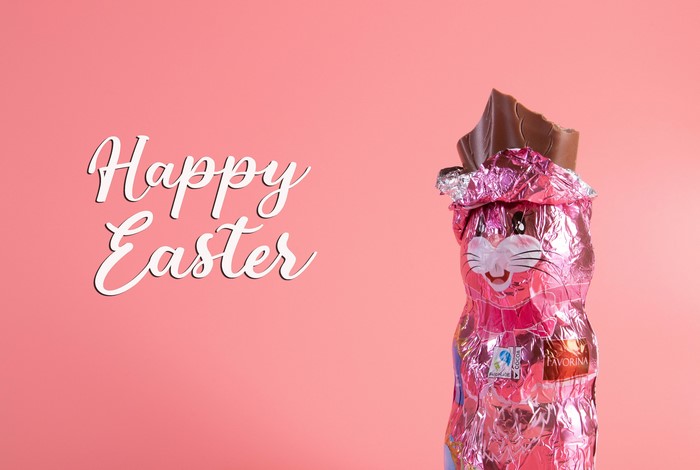Happy Easter Chocolate Bunny with Text
