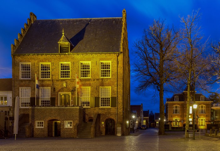 4K Oirschot Netherlands Houses Trees Street Lights