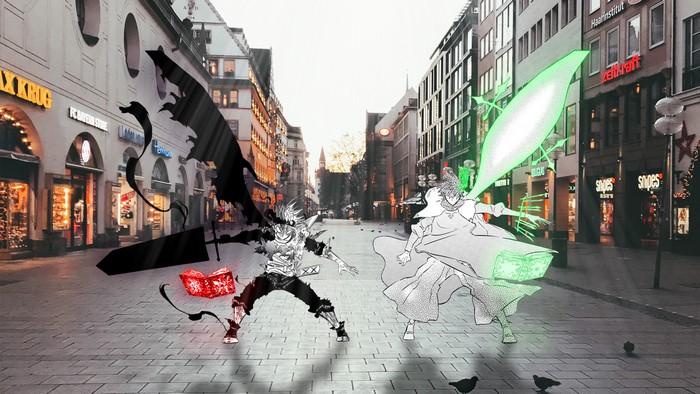 4K Asta and Yuno from Black Clover in a city