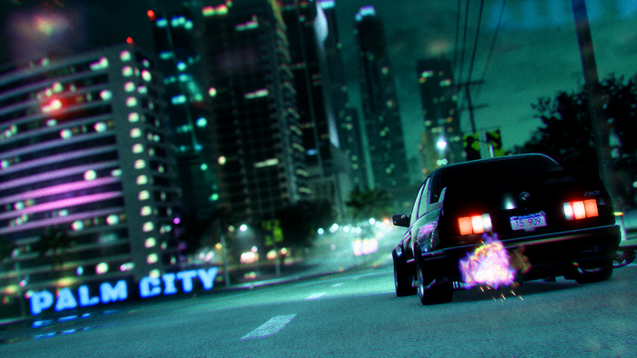 BMW M3 E30 in Palm City at night