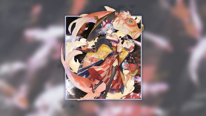 Anime girl with neko ears and koi fish