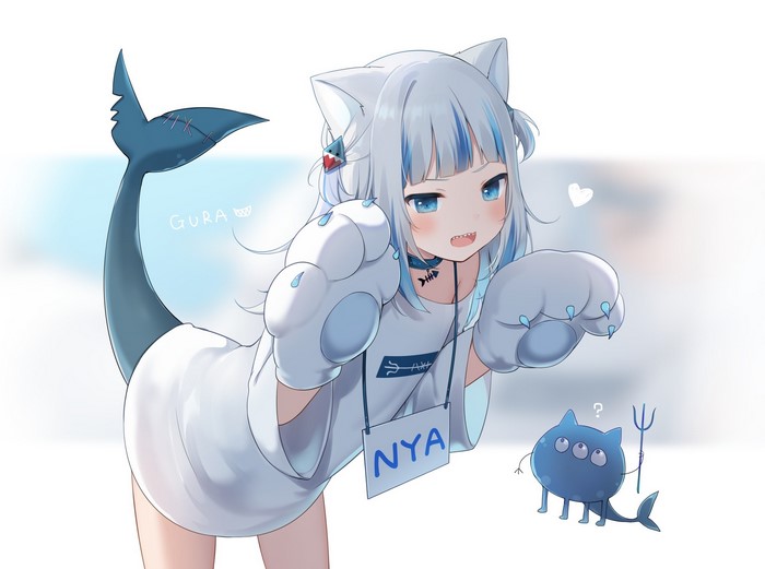 Gawr Gura in Playful Cat Pose