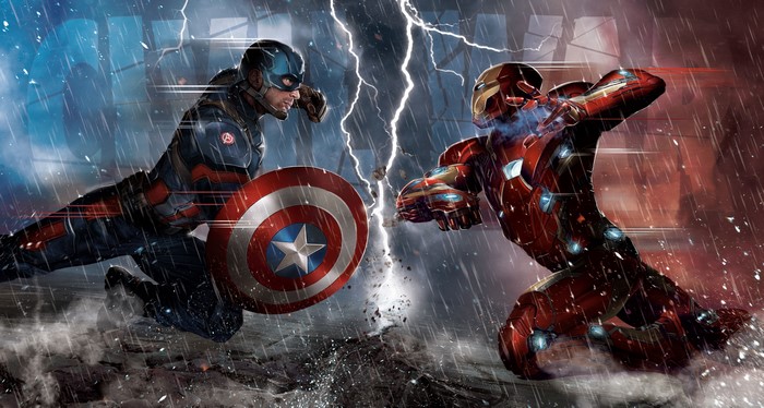 4K Captain America vs Iron Man in Rain