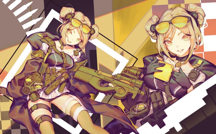 Anime girl with P90 from Girls Frontline