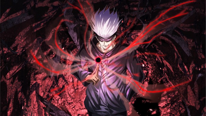 Satoru Gojo with Red Energy Aura