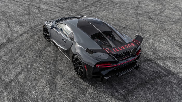 Bugatti Chiron Pur Sport on asphalt with tire marks