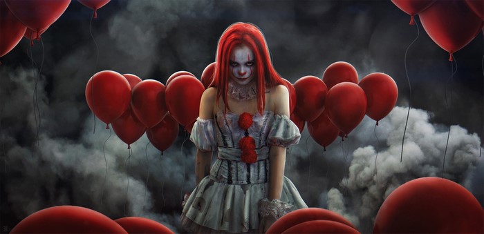 Pennywise Inspired Redhead Clown Digital Art