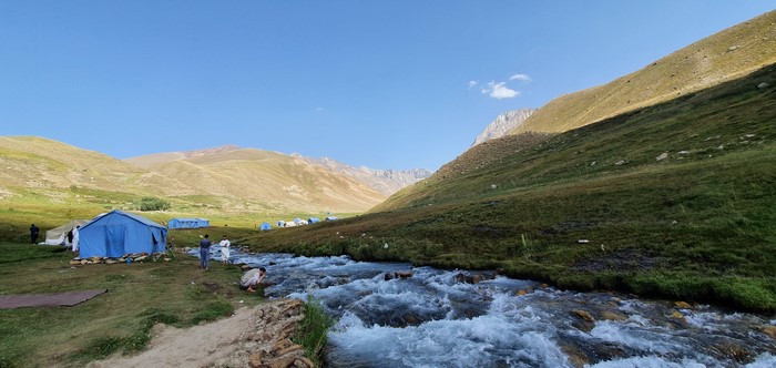 Camping by a mountain stream
