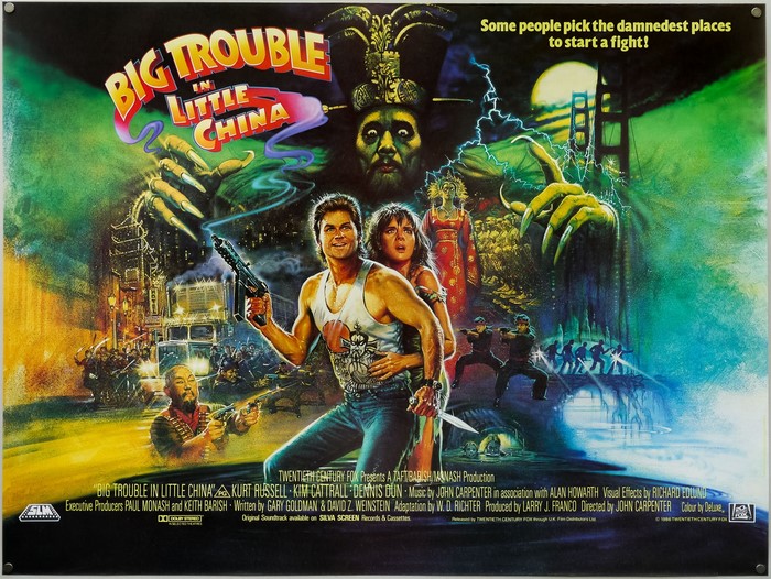 Big Trouble in Little China Film Poster with Kurt Russell and Kim Cattrall