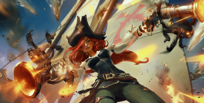 Miss Fortune from League of Legends firing cannons