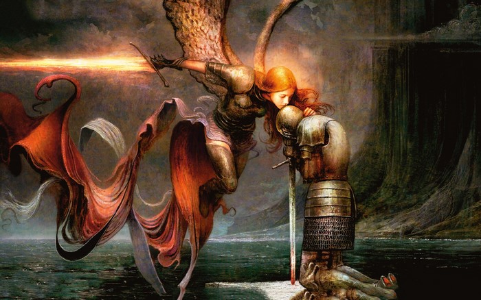 Angel kissing a knight in armor, Magic: The Gathering