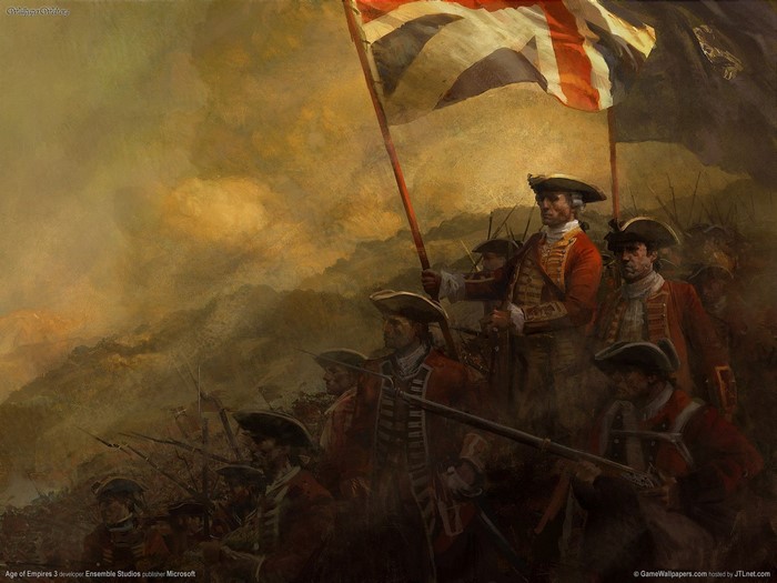British soldiers with Union Jack flag in Age of Empires 3