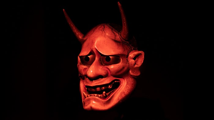 Red demon mask with horns