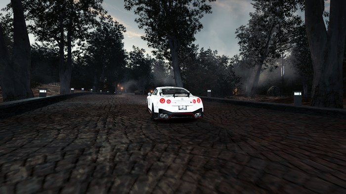 Nissan GT-R NISMO on a cobblestone road
