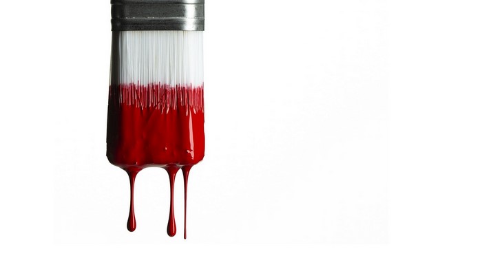 Paintbrush with dripping red paint