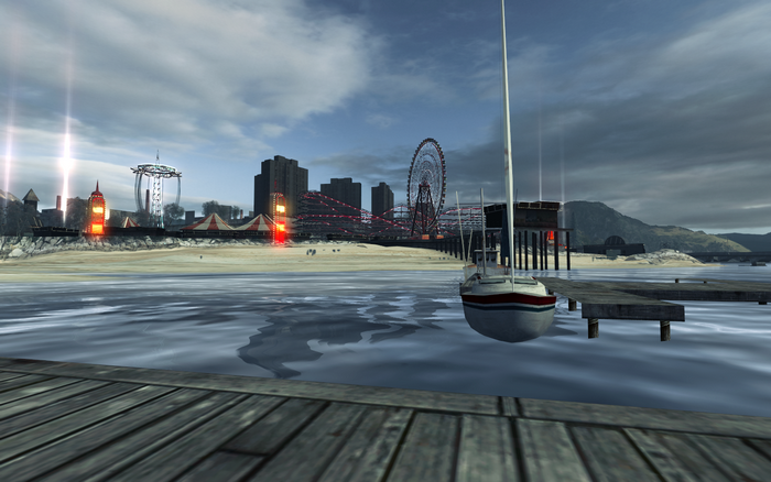 Need for Speed: World screenshot with Ferris wheel and boat
