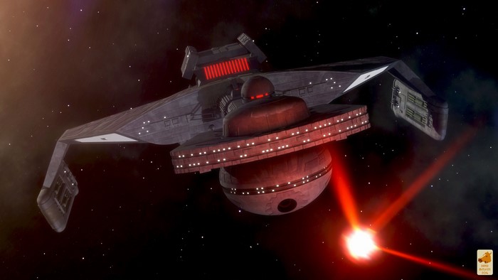 Klingon Battlecruiser spaceship from Star Trek firing weapons