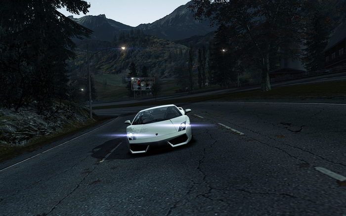White Lamborghini Gallardo on a mountain road in Need for Speed: World