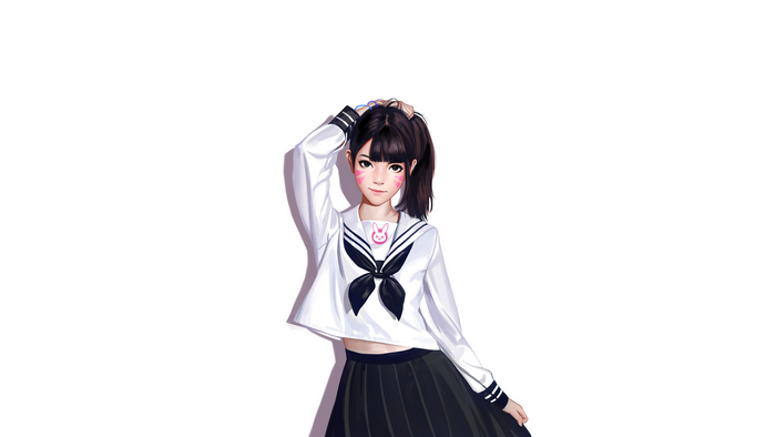 D.Va from Overwatch in a school uniform