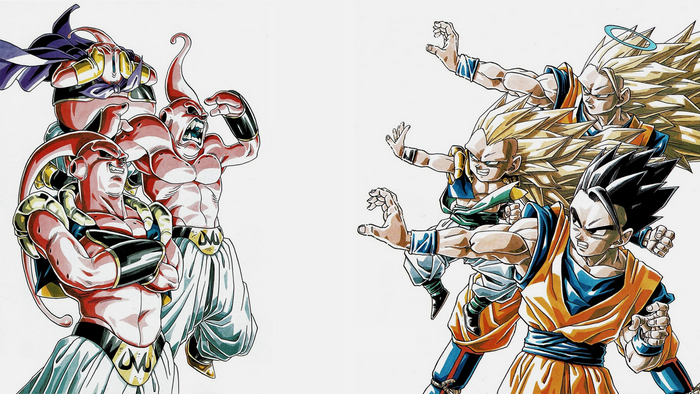 Majin Buu forms and Super Saiyan fusions from Dragon Ball Z