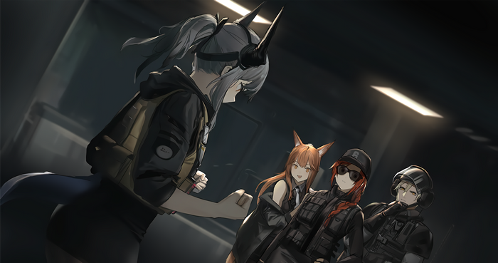 Anime girls from Arknights and Rainbow Six: Siege