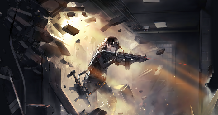 Ash from Rainbow Six Siege in Arknights style