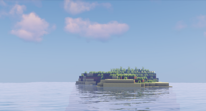 Minecraft island with shaders