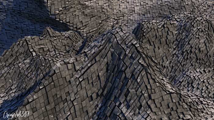 Abstract 3D rendered terrain with cubes