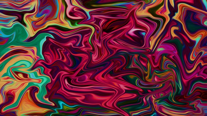 Abstract fluid digital art with colorful shapes