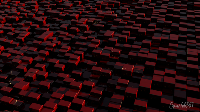 3D abstract red and black cubes