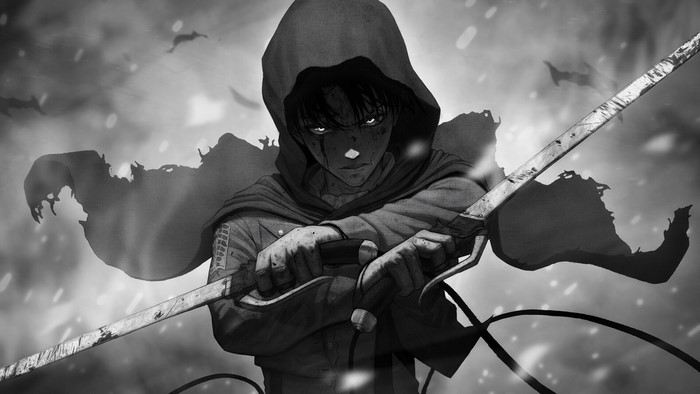 Levi Ackerman from Attack on Titan with swords