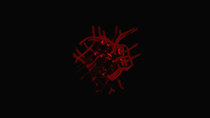 3D Abstract Red Vascular Network on Black Background