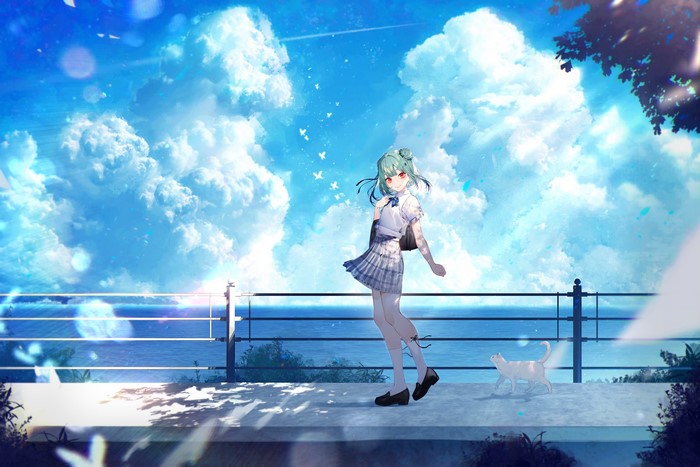 4K Uruha Rushia Under Blue Sky