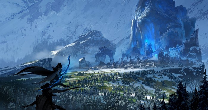 Ashe from League of Legends in a snowy landscape