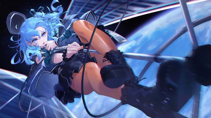 Hoshimachi Suisei in Space with Boots