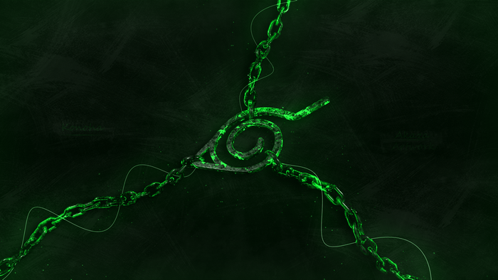 Konoha symbol made of chains with green glow