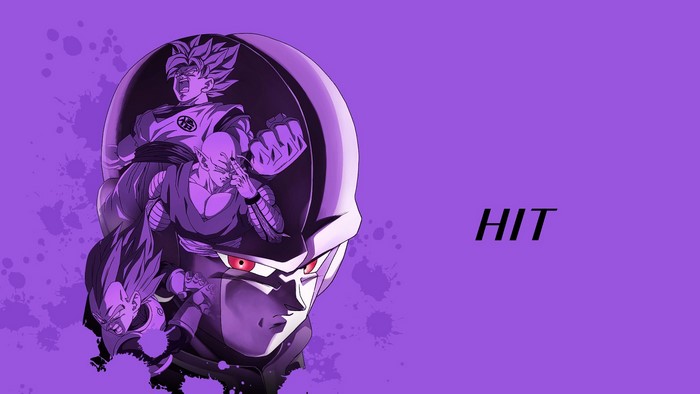 Hit from Dragon Ball Super with Goku, Vegeta, and Piccolo