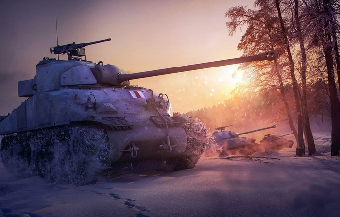 World of Tanks military vehicles in winter landscape