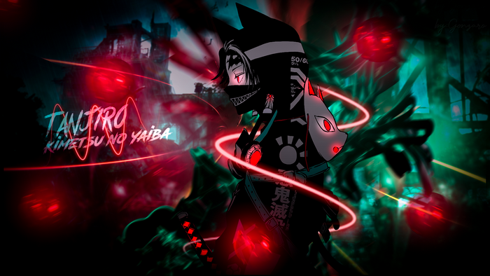 Tanjiro Kamado with Red Eyes and Mask