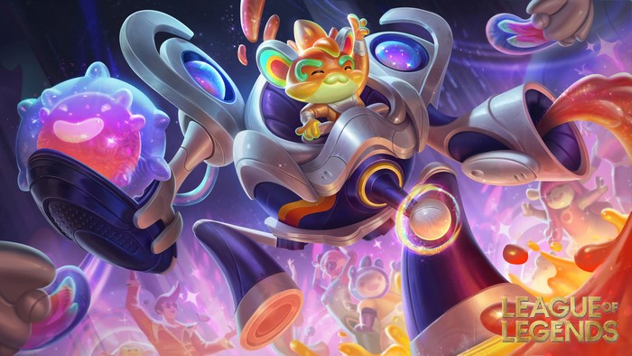 Rumble from League of Legends in a colorful spaceship