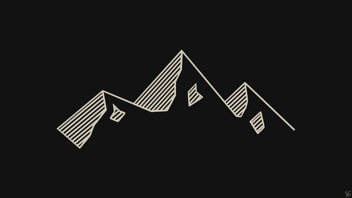 Minimalist mountain range line art