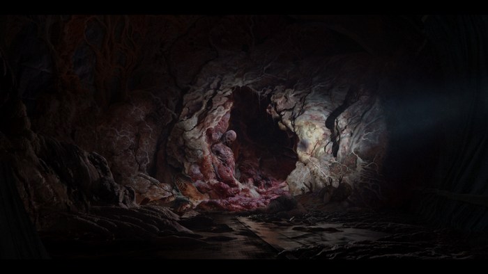 Artwork of a grotesque cave from The Last of Us Part II