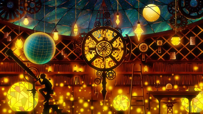Observatory with Telescope, Globe, and Clock