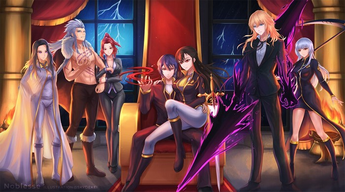 Noblesse characters posing in a throne room