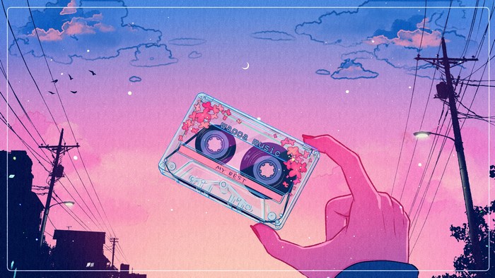 4K Sunset with Cassette Tape