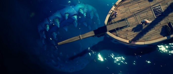 Sea of Thieves ship attacked by a sea monster