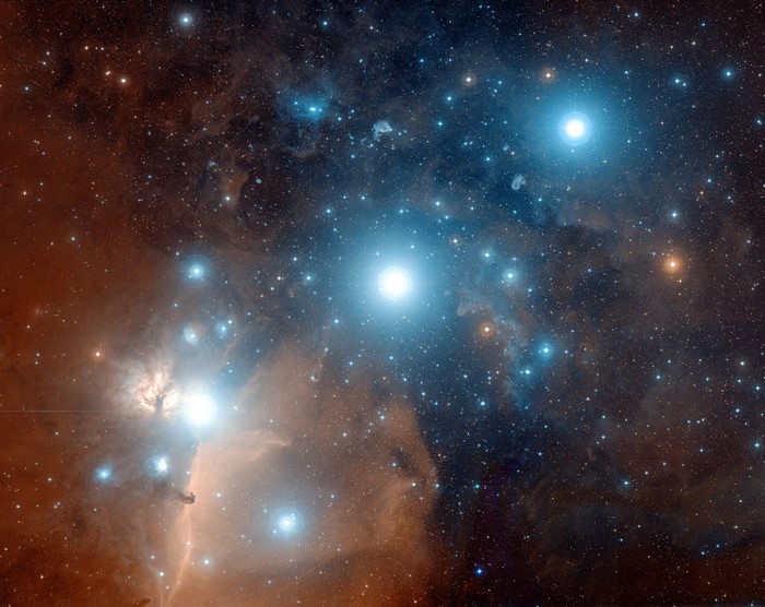 Orion's Belt stars and nebulae